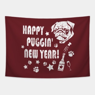 Funny New Years Shirt with a Pug Dog Tapestry