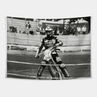 Speedway knight - rider prepares for the race Tapestry