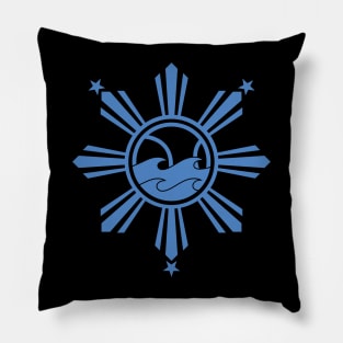 CoVA Tennis - Coastal Virginia Tennis Ball and Beach Waves Logo Design with Philippines Sun and Stars Pillow
