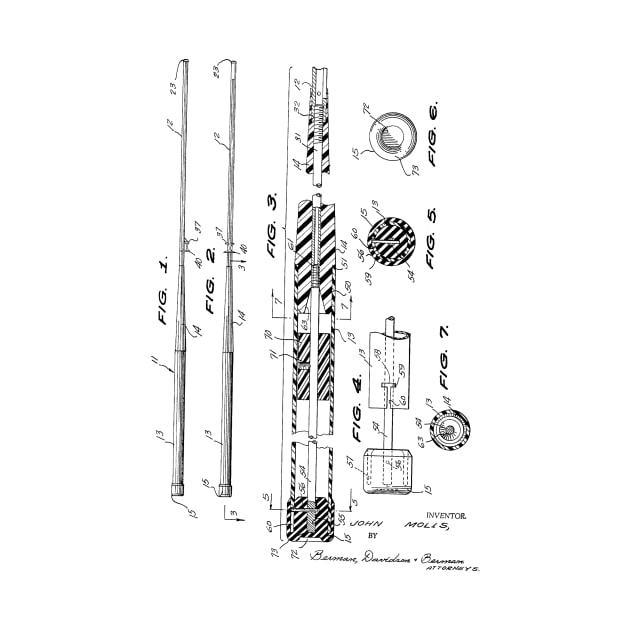 Billiard Cue Vintage Patent Hand Drawing by TheYoungDesigns