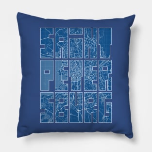 Saint Petersburg, Russia City Map Typography - Blueprint Pillow