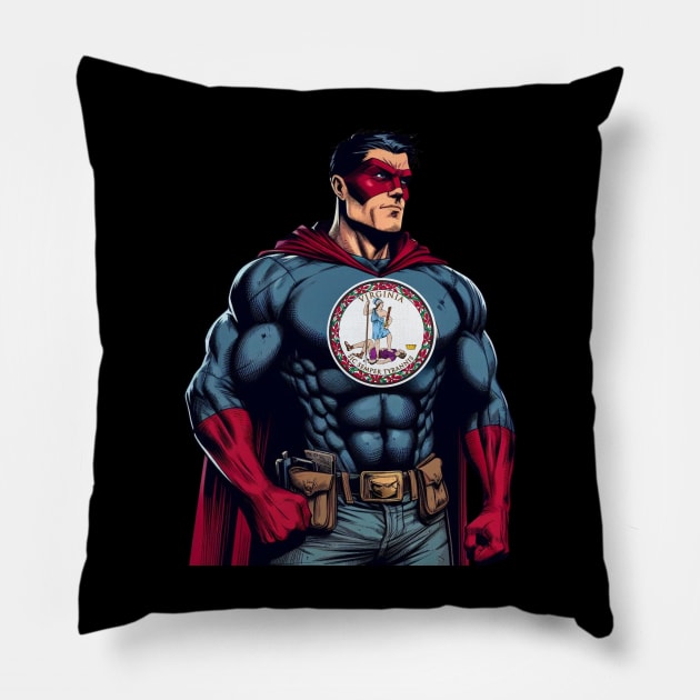 Richmond Virginia 1990s Gritty Comic Book Superhero RVA Pillow by Woodpile