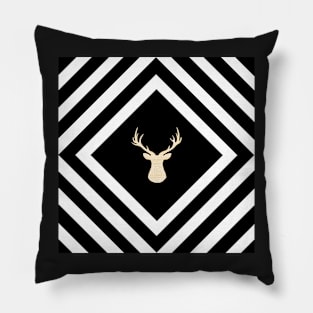 Abstract geometric pattern - Deer - black, beige and white. Pillow