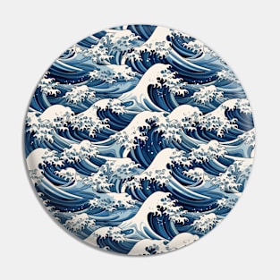 Ephemeral Crests: Hokusai Waves Reimagined Pin