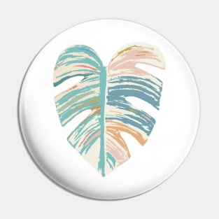 Monstera Leaf - Turquoise, Green, Coral, Mustard Pin