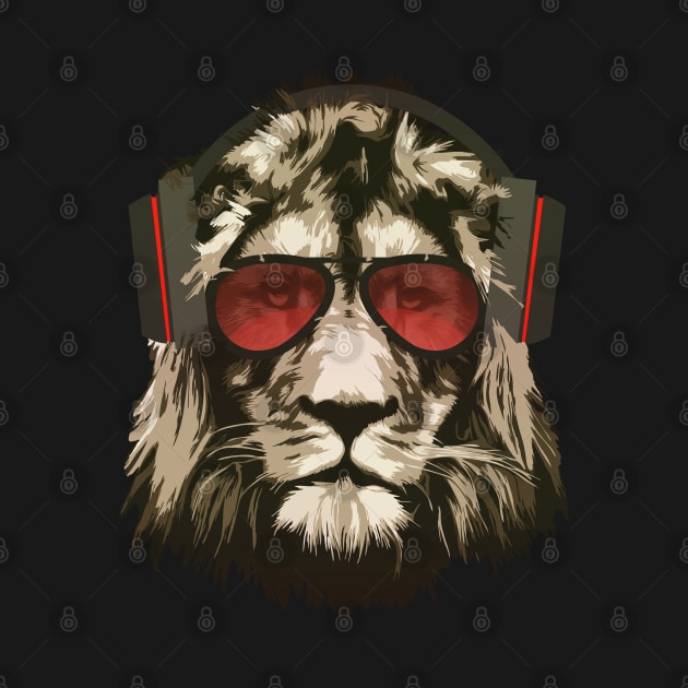 Cool Lion Sunglasses Lion Headphones Lion Vector Graphics by RamoryPrintArt