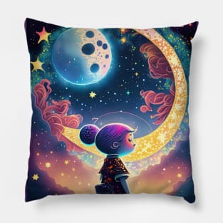 Girl and the Stars Pillow