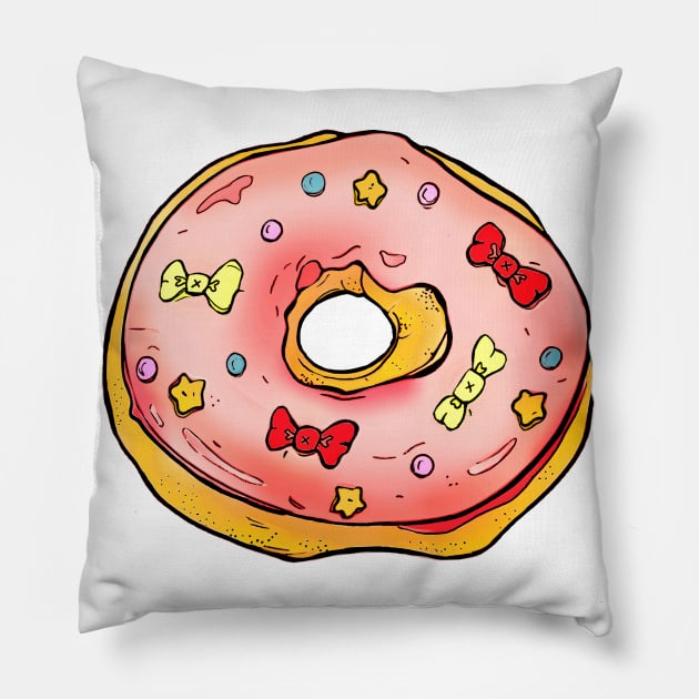 Kawaii Donut Pillow by minniemorrisart