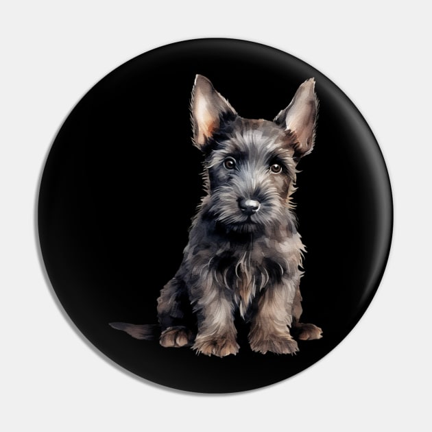 Puppy Scottish Terrier Pin by DavidBriotArt