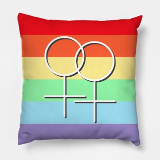 Lesbian Pride Symbol with LGBT Rainbow Flag Pillow