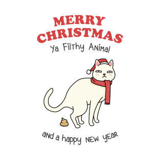 Merry Christmas Ya Filthy Animal White Cat T-Shirt