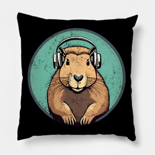 Capybara with headphones Pillow