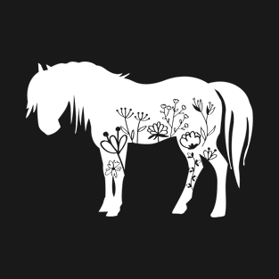 Silhouette flowers horse riding gift T-Shirt