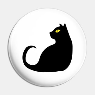 Black cat side stare Pin