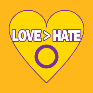 Love Is Greater Than Hate (Intersex Pride): Heart #2 T-Shirt