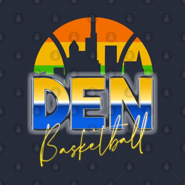 Denver Basketball Retro 90s Chrome Skyline by funandgames