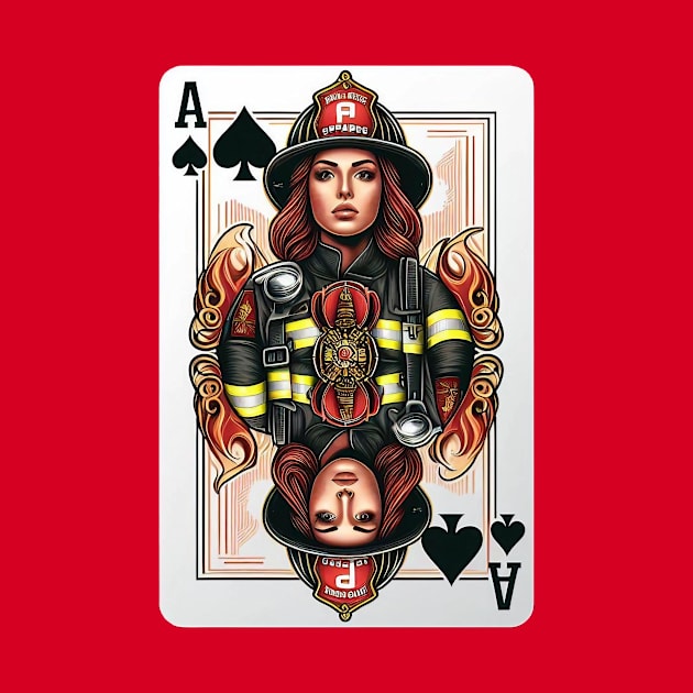 Female Firefighter Playing Card Ace Of Spades by Dmytro