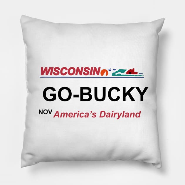 wisconsin license plate Pillow by Vortex.Merch