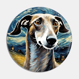 Greyhound Dog Breed Painting in a Van Gogh Starry Night Art Style Pin