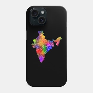 Colorful mandala art map of India with text in multicolor pattern Phone Case