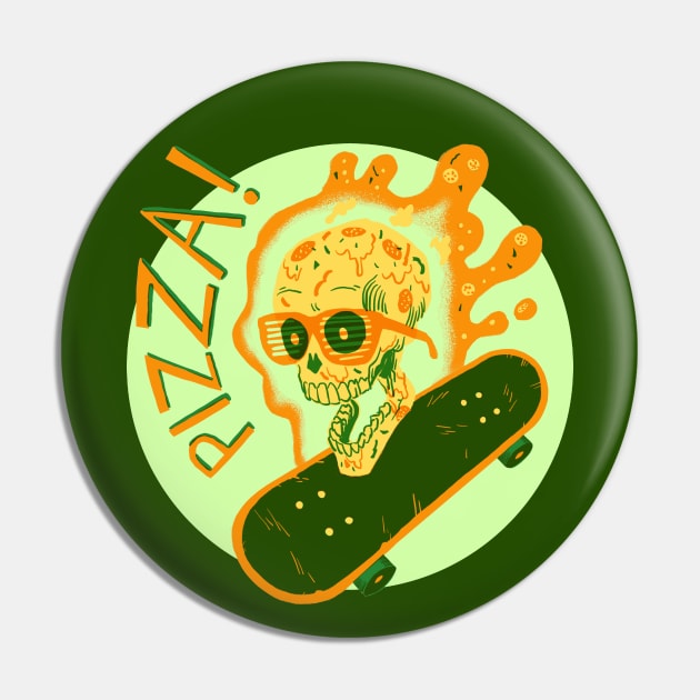 Pizza Skull Sticker Pin by Chi-Yun