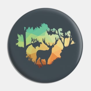 Watching Deer Silhouette in Nature Pin