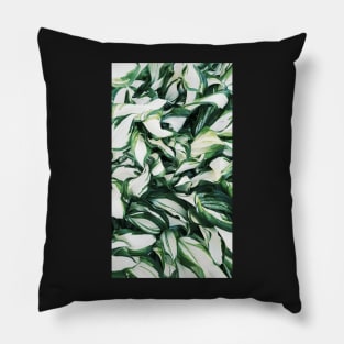 White and green leaves abstract Pillow