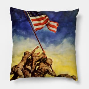 Vintage USA War Poster 7th War Loan Now All Together Pillow