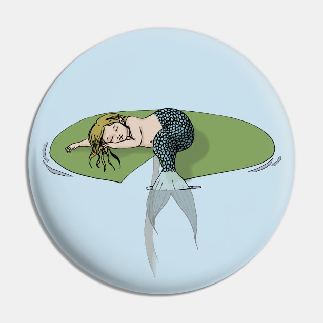 Sleeping Mermaid on a Lily Pad Pin by EmilyBickell