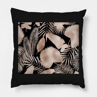 Rose tropical leaves in the night Pillow