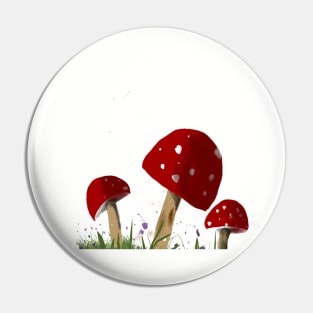 Small Red Mushrooms Pin