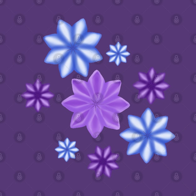 Purple and blue flowers, graphics by KateQR