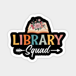 Floral Library Squad Librarian Bookworm Magnet