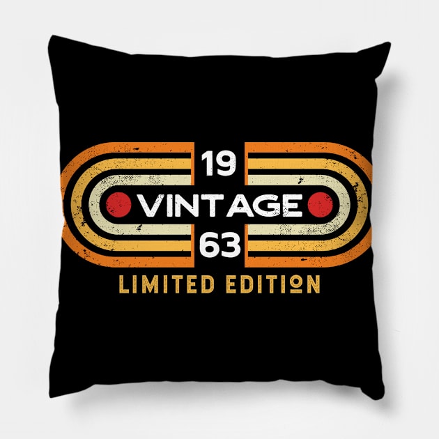 Vintage 1963 | Retro Video Game Style Pillow by SLAG_Creative