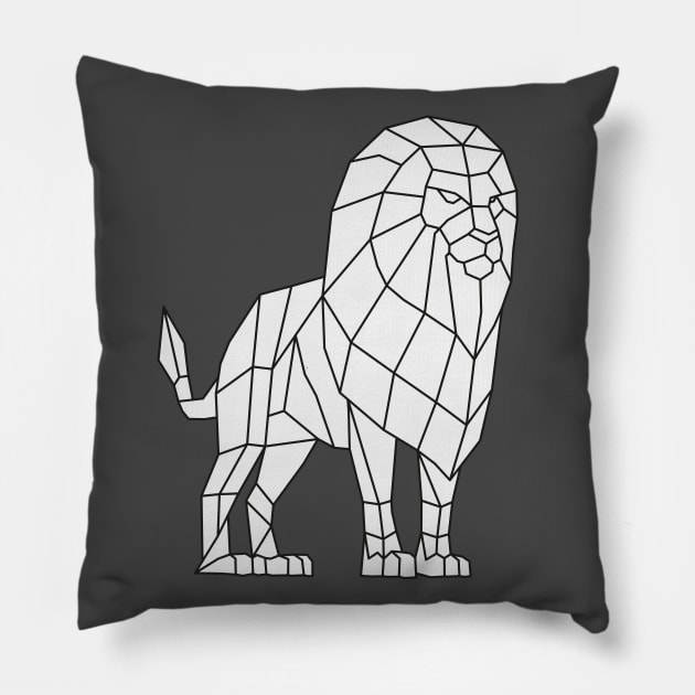 Origami Low Poly Lion on White Pillow by shaldesign
