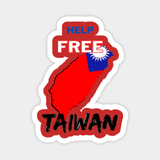 Help Free taiwan - Map of Taiwan in red, blue and white Magnet