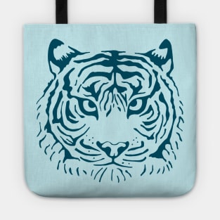 TIGER'S EYE Staring Wild Big Cat Tiger Head in Dark Blue - UnBlink Studio by Jackie Tahara Tote