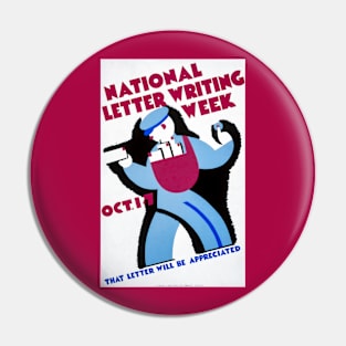 Nicely retouched "National Letter Writing Week" WPA Poster Print Pin