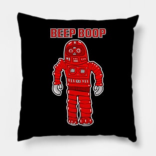 Beep Boop Red Pillow