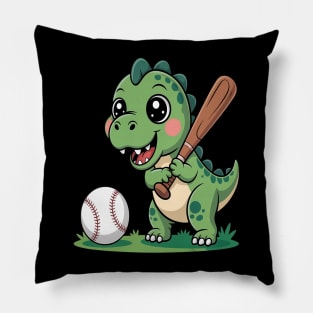 Baseball Dino Swing. Cute Kawaii Sports Dino Pillow
