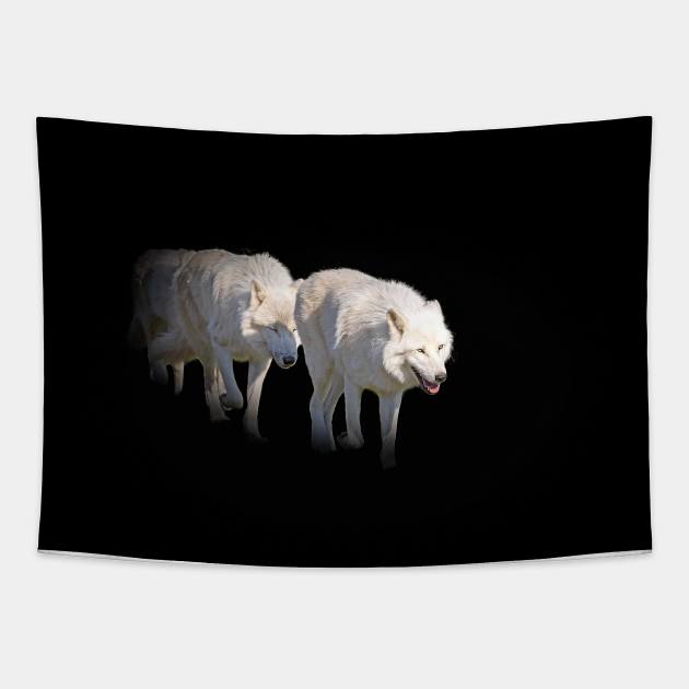 White Wolf Animal Wildlife Jungle Nature Freedom Forest Digital Painting Tapestry by Cubebox