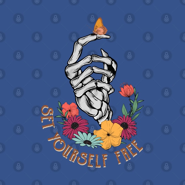 Set yourself free floral skeleton by PixieMomma Co