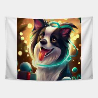 Cute Border Collie Drawing Tapestry