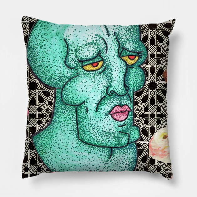 Handsome Squidward Pillow by nannonthehermit