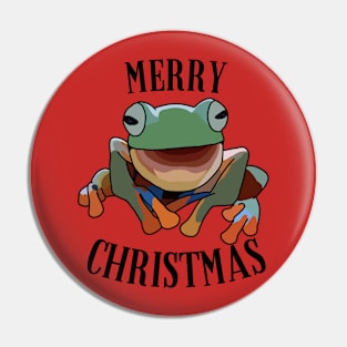 Merry Christmas Frog Pin