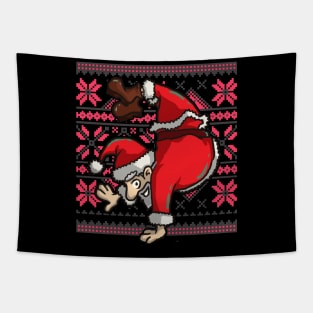 Ugly Christmas Santa Claus Handstand Gymnast Tapestry