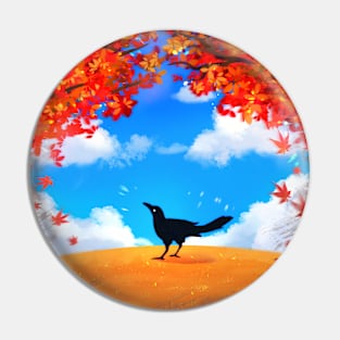 Autumn Crow Bird Pin