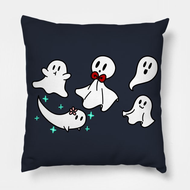 Five Cute Ghosts Pillow by saradaboru