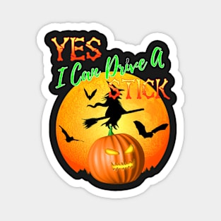 Yes I Can Drive A Stick Funny Halloween Witch Magnet
