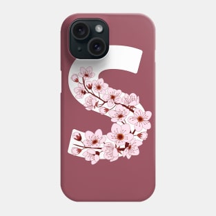 Colorful capital letter S patterned with sakura twig Phone Case